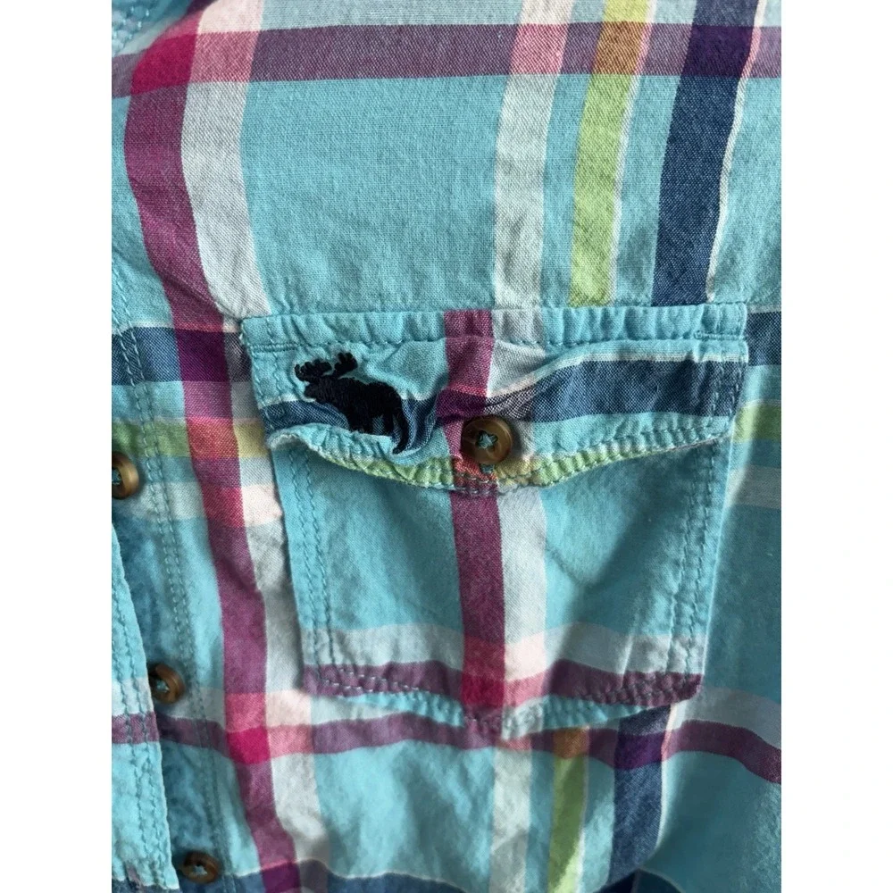 Abercrombie Kids‎ Girls Blue and Pink Button Down Shirt Size Xs 0398